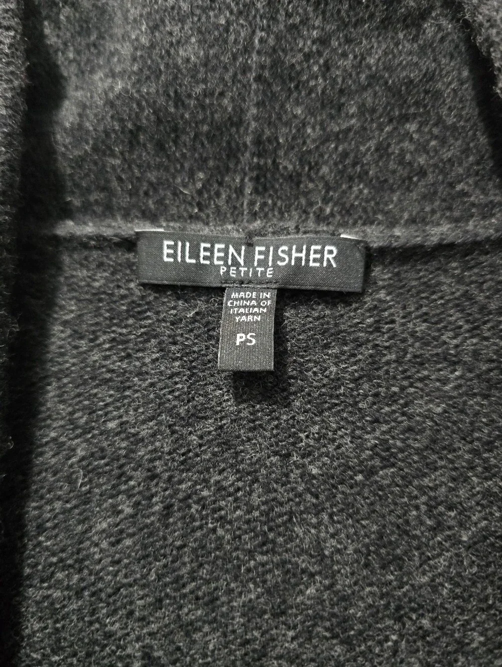 Eileen Fisher Merino Wool Cashmere Sequin Cardigan Gray Ribbed Sleeves Petite S